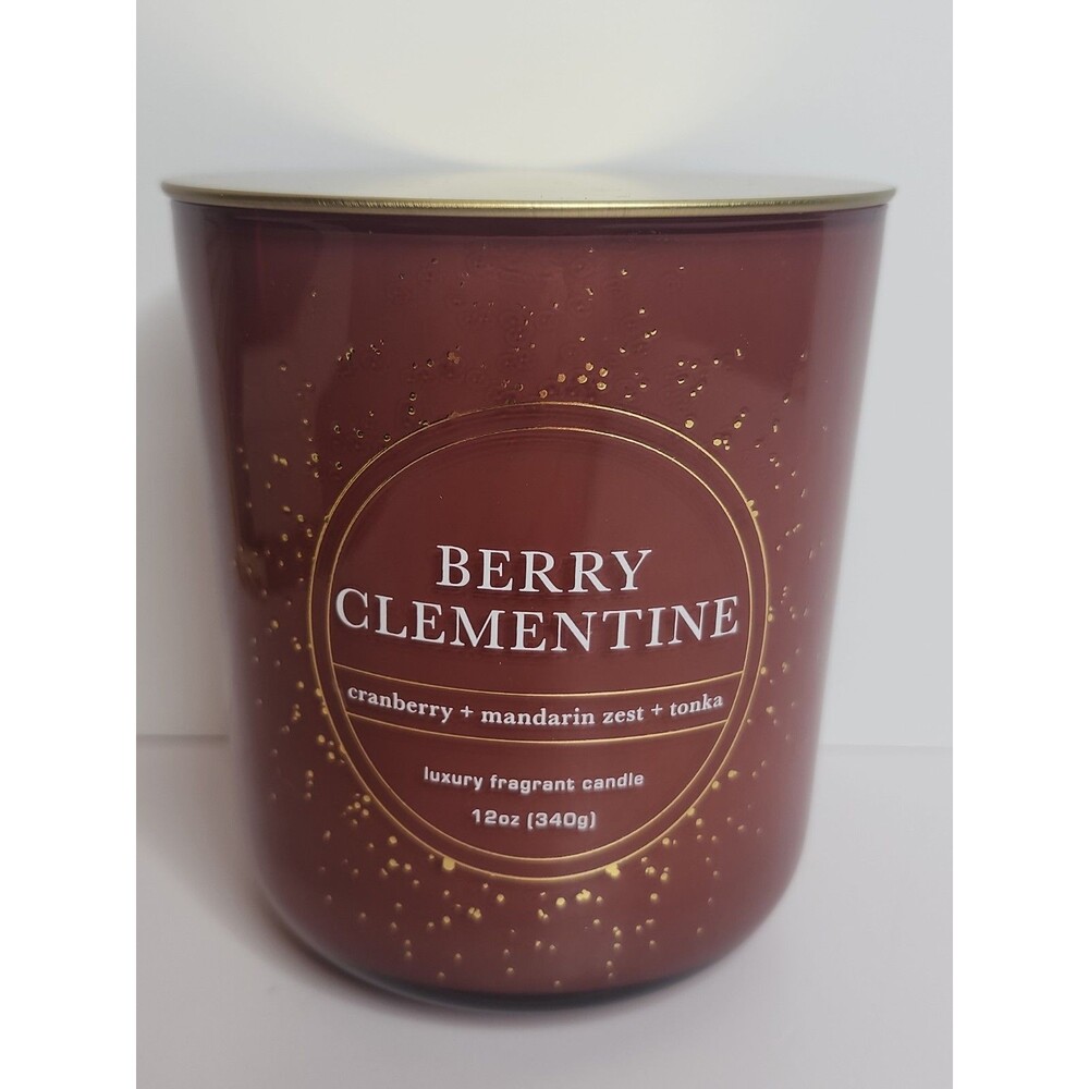 Bellevue Luxury Fragrant Candle BERRY CLEMENTINE 12 oz Soy Blend 2 Wick NEW